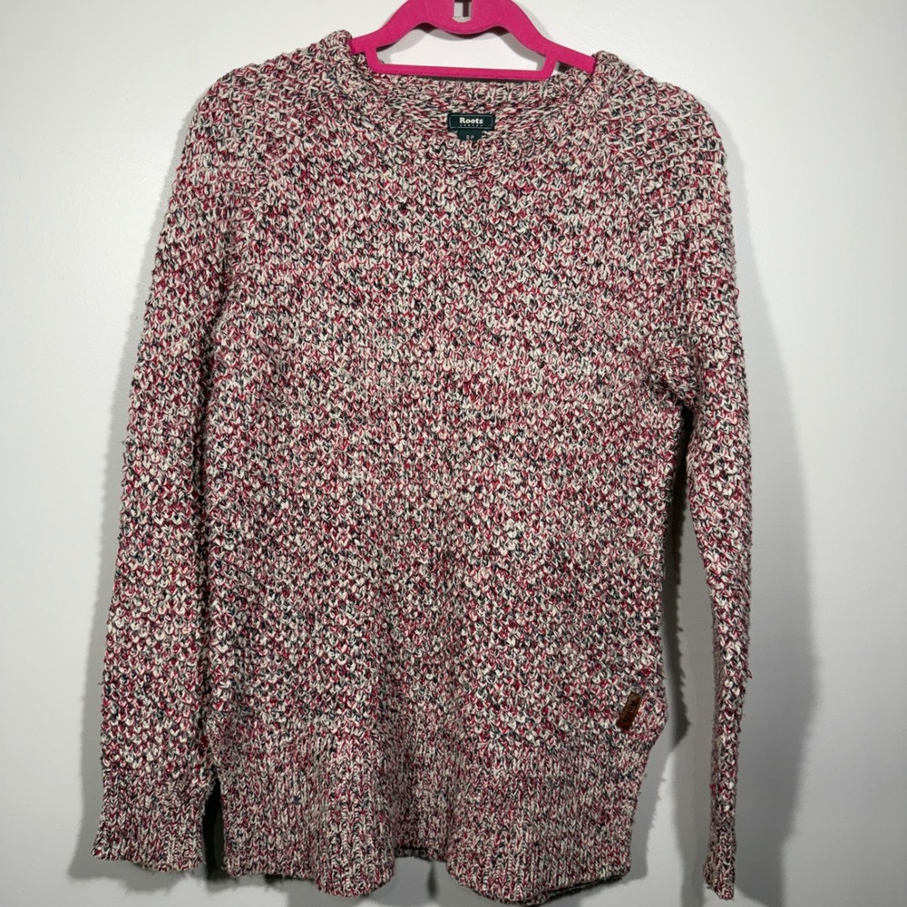 Roots Canada Womens Speckled Knit Crew Neck Sweater Pullover Wool Blend Small